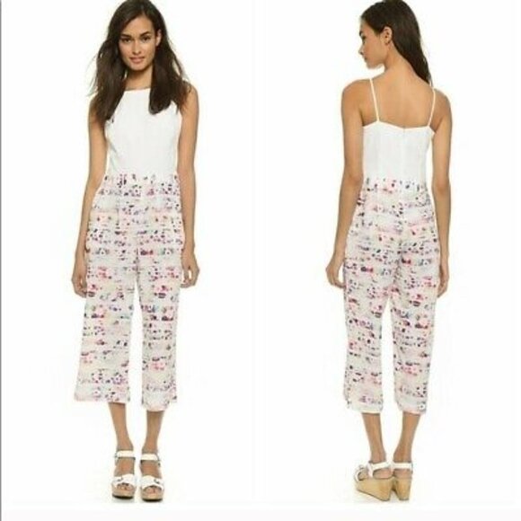 Shoshanna White and Watercolor Floral Jumpsuit - Picture 1 of 16